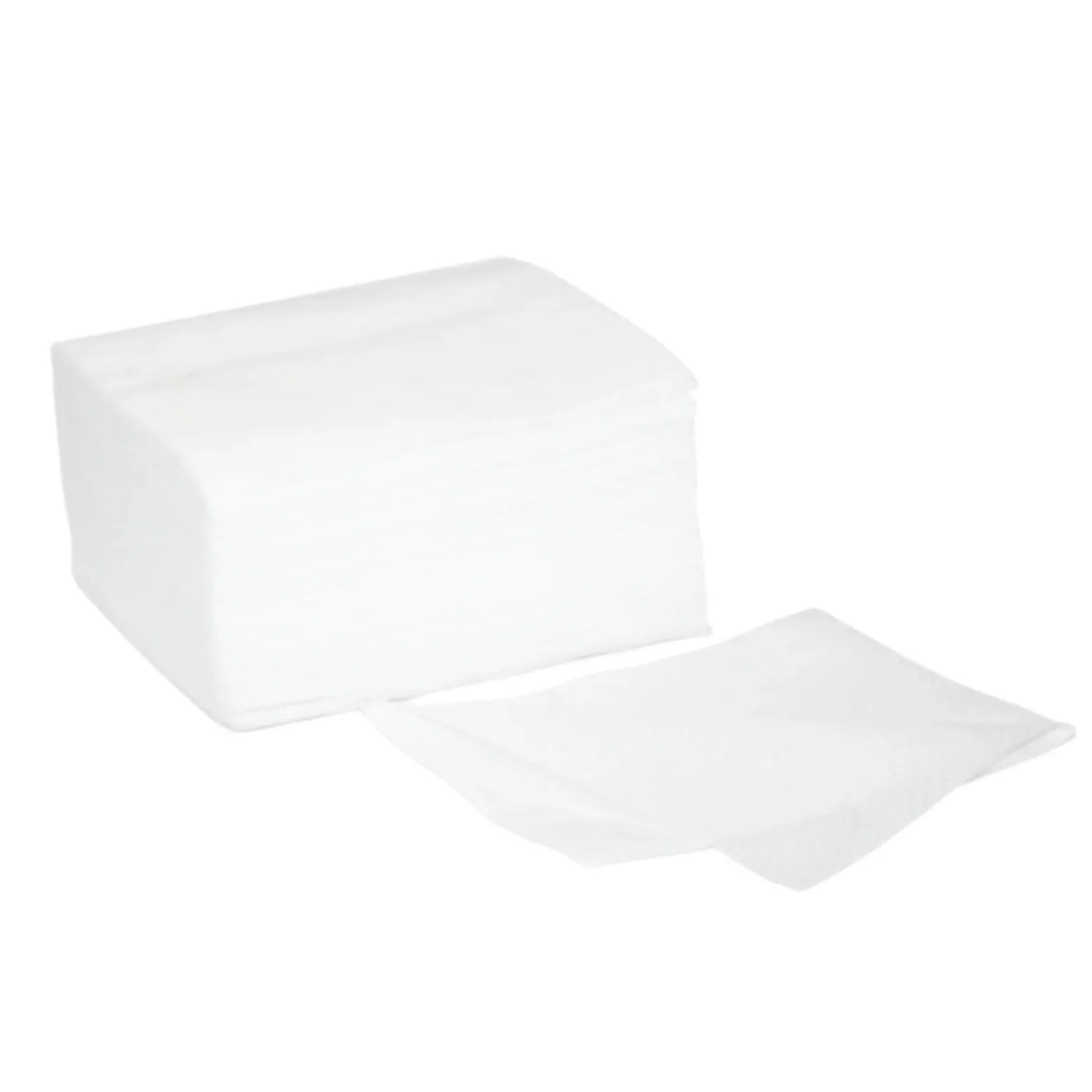 Stack of white non-woven medical gauze pads for wound care and first aid