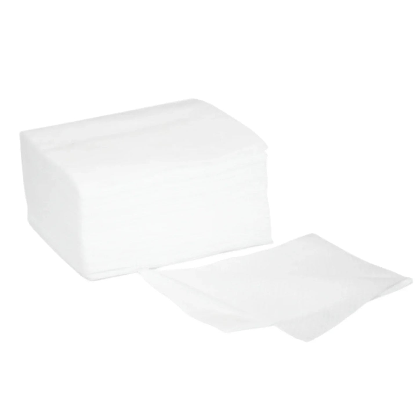 Stack of white medical gauze pads with one pad shown separately, on white background