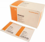 Box of Smith & Nephew Remove adhesive remover wipes with two individual wipe packets