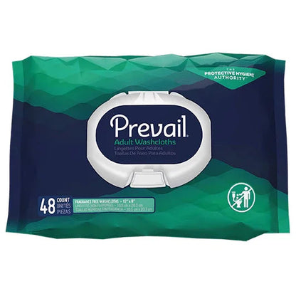 Prevail adult washcloths pack, 48 count, fragrance-free disposable hygiene wipes