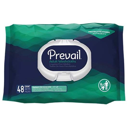 Prevail adult washcloths pack of 48 fragrance-free disposable wipes for personal hygiene