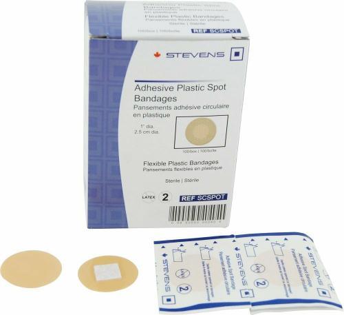 Adhesive plastic spot bandages, sterile circular bandages and box, medical supplies