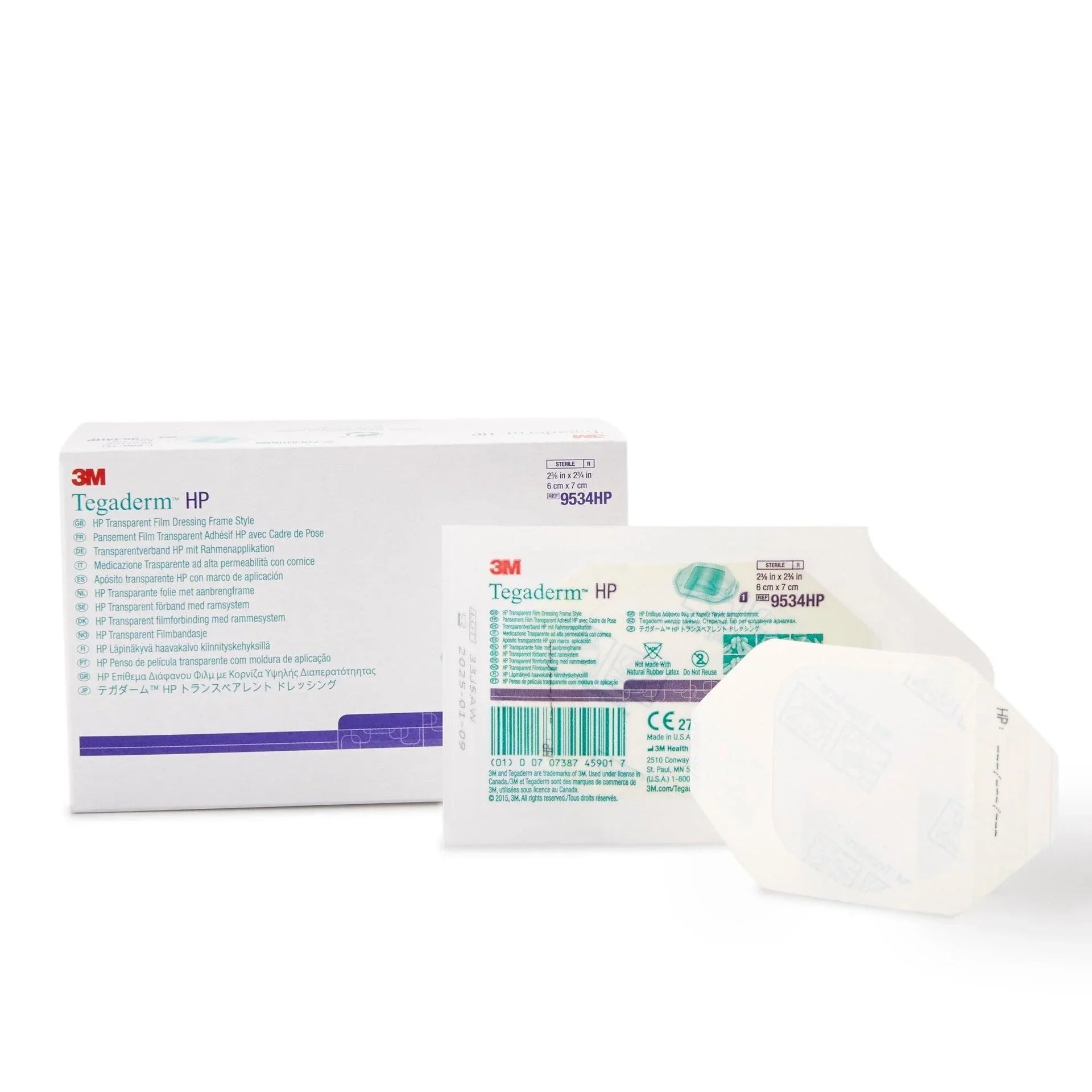 3M Tegaderm HP transparent film dressing box with individual sterile wound dressings