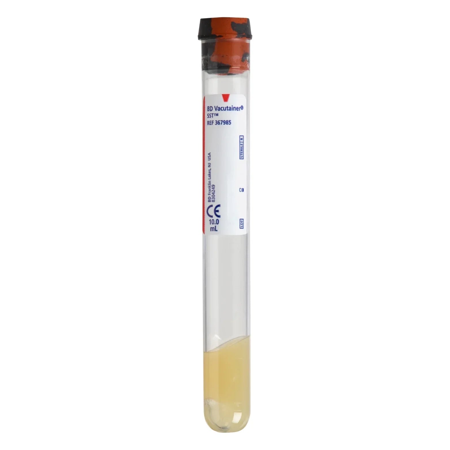 BD Vacutainer SST blood collection tube with yellow serum separator, medical lab supply
