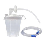 Medical suction canister with lid and tubing for respiratory and home care use