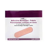 Box of AMD Ritmed adhesive fabric bandages, 1x3 inch sterile, 100 count