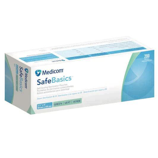 Medicom SafeBasics self-sealing sterilization pouches box for medical supplies, 200 count