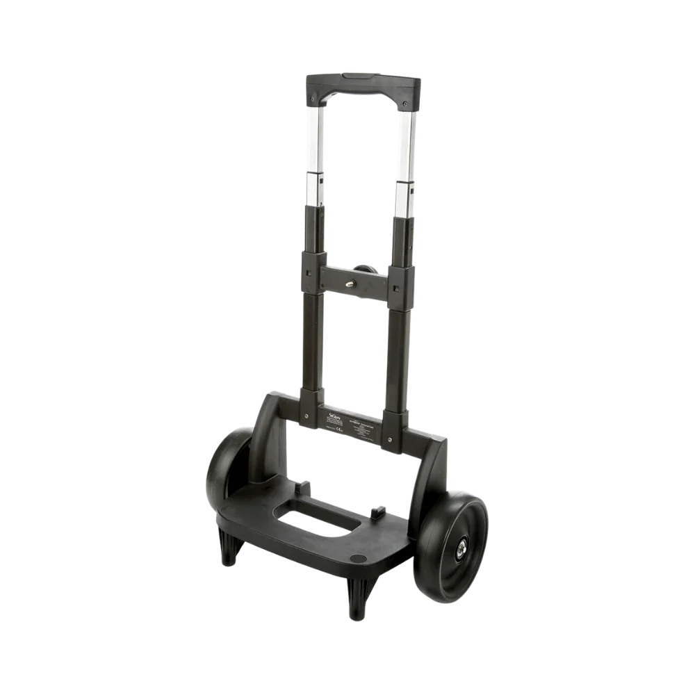 Folding hand truck with telescoping handle and two wheels for medical supply transport