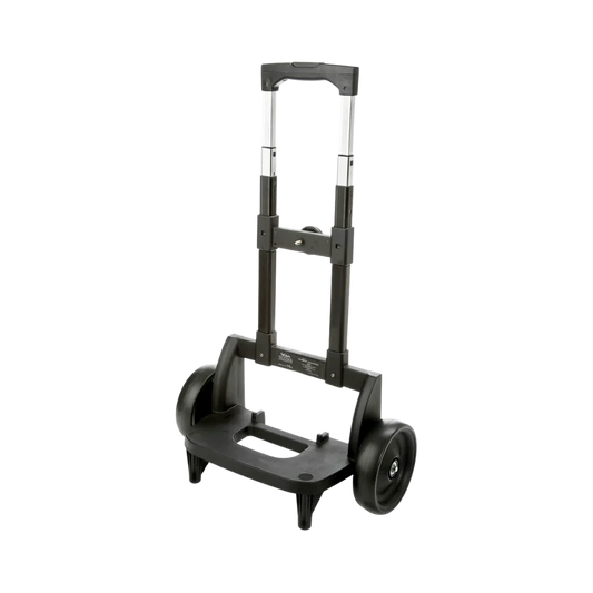 Folding hand truck with telescoping handle and two wheels for medical supply transport