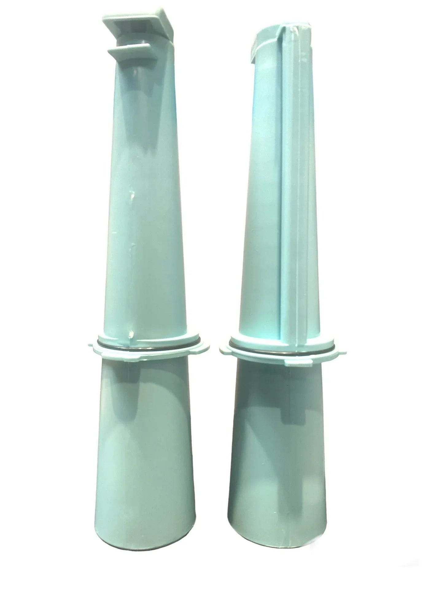 Pair of light blue plastic bedpan supports for home care and medical supplies