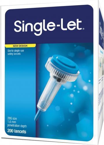 Box of Single-let sterile safety lancets 28G, 200 count, for blood sampling