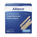 Box of Alliance non-sterile adult tongue depressors, 6 inch, 500 count, medical supply