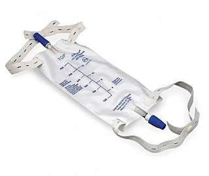 Sterile leg urine drainage bag with adjustable straps and measurement markings, for medical use
