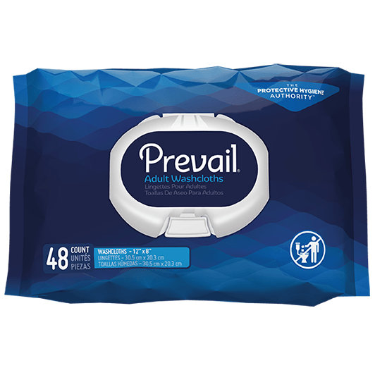 Prevail adult washcloths 48 count pack, disposable personal hygiene wipes for adults