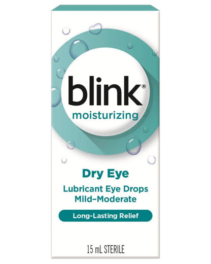 Blink moisturizing dry eye lubricant eye drops box, 15ml, for mild to moderate dry eye relief