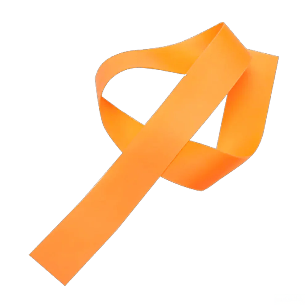 Orange resistance exercise band for physical therapy and rehabilitation