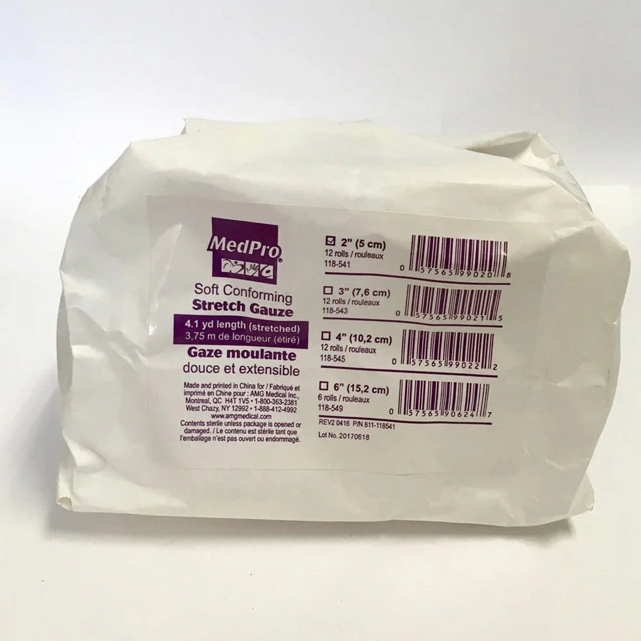 MedPro soft conforming stretch gauze rolls in white packaging for medical use