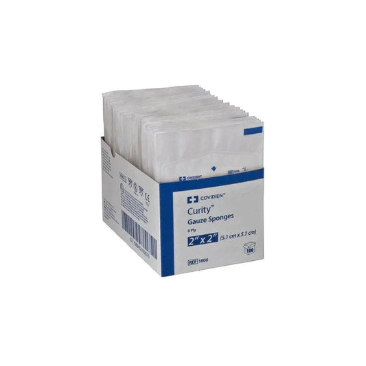 Box of Covidien Curity 2x2 inch sterile gauze sponges medical wound care supplies