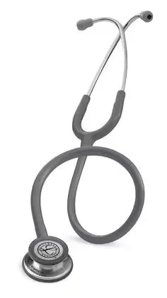 Gray medical stethoscope for home care, nursing, and respiratory use on white background