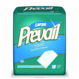 Prevail Large underpads packaging, 18 count, in green, for home or long-term care.