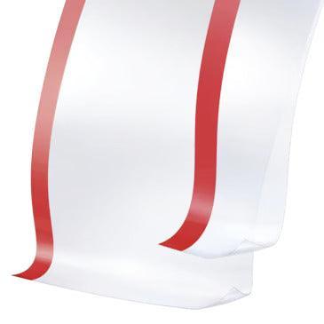 Transparent adhesive film roll with red guidelines for wound care or medical dressing