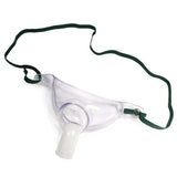 Adult tracheostomy oxygen aerosol mask with green adjustable strap, medical supply