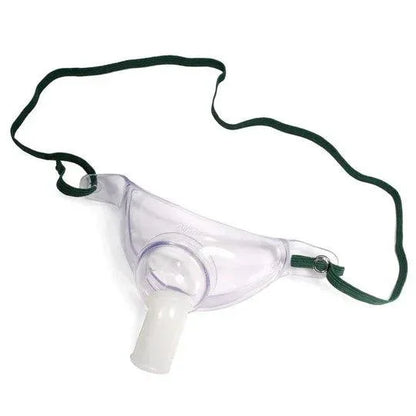 Adult tracheostomy oxygen aerosol mask with green adjustable strap, medical supply