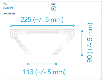 Small surgical respirator mask with dimensions 225x90x113 mm, item 202914 diagram