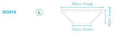 Large surgical N95 respirator mask diagram with size measurements in millimeters.