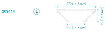 Large surgical N95 respirator mask diagram with size measurements in millimeters.