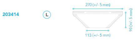 Large surgical N95 respirator mask diagram with size measurements in millimeters.