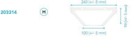 Medium size surgical N95 respirator mask dimensions diagram with measurements in millimeters