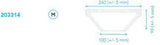 Medium size surgical N95 respirator mask dimensions diagram with measurements in millimeters