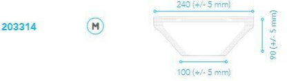 Medium size surgical N95 respirator mask dimensions diagram with measurements in millimeters